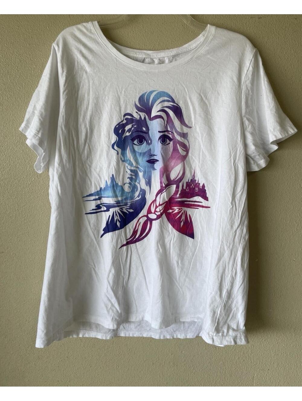disney frozen elsa Plus 2x White Short Sleeve Tee